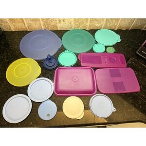 Tupperware Replacement Lids Set Of 16 Mixed Sizes & Styles